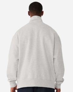 BELLA + CANVAS 4740 Unisex 10 oz Quarter-Zip Pullover Sweatshirt – Vintage Heather Grey (on model back)