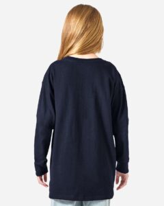 Champion CH1751 Youth Long Sleeve T-Shirt – Navy (on model back)