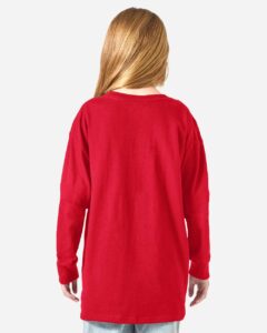 Champion CH1751 Youth Long Sleeve T-Shirt – Red (on model back)