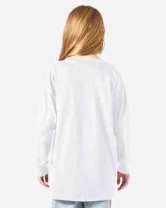 Champion CH1751 Youth Long Sleeve T-Shirt – White (on model back)