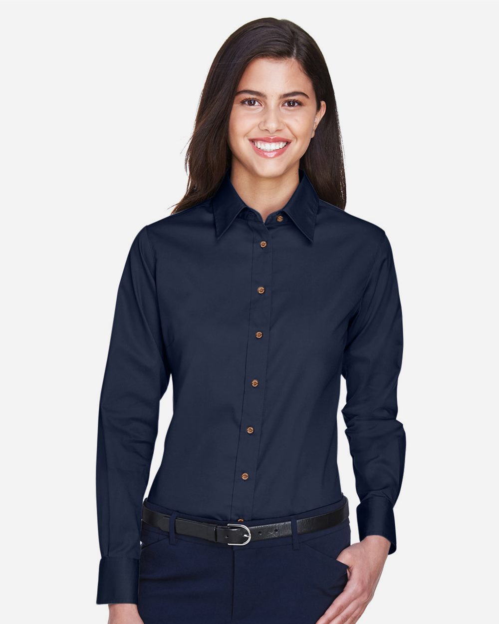 Harriton M500W Women’s Easy Blend™ Twill Dress Shirt with Stain-Release Harriton M500W Women’s Easy Blend™ Twill Dress Shirt with Stain-Release