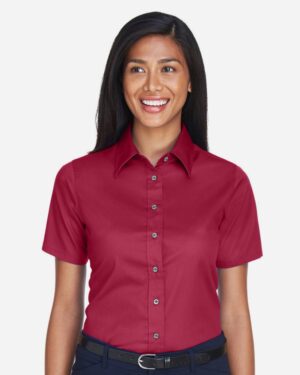 Harriton M500SW Women’s Easy Blend™ Short Sleeve Twill Dress Shirt with Stain-Release