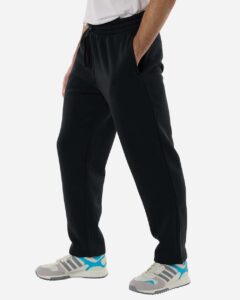 Adidas AT215 Men’s Fleece Sweatpants – Black/ White (on model side)