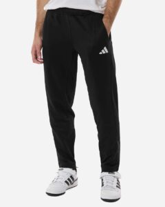 Adidas AT218 Men’s Game & Go Fleece 3-Bar Sweatpants – Black (on model)