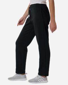 Adidas AT216 Women’s Fleece Sweatpants – Black/ White (on model side)