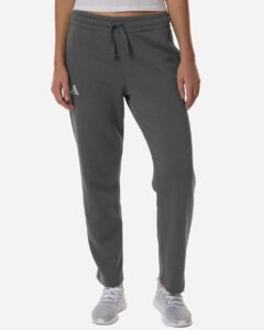 Adidas AT216 Women’s Fleece Sweatpants – Team Grey Four/ White (on model)