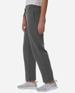 Adidas AT216 Women’s Fleece Sweatpants – Team Grey Four/ White (on model side)