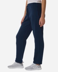 Adidas AT216 Women’s Fleece Sweatpants – Team Navy Blue/ White (on model side)