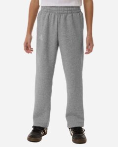 Adidas AT217 Youth Fleece Sweatpants – Medium Grey Heather/ White (on model)