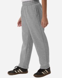 Adidas AT217 Youth Fleece Sweatpants – Medium Grey Heather/ White (on model side)