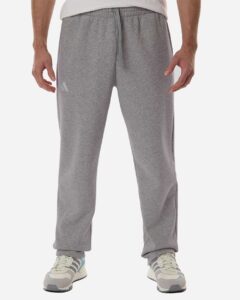 Adidas AT215 Men’s Fleece Sweatpants – Medium Grey Heather/ White (on model)