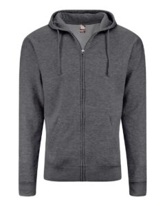 J. America 8723 Unisex BTB Fleece Hooded Full-Zip Sweatshirt – Charcoal Heather