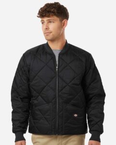 Dickies 6124 Men’s Diamond Quilted Jacket – Black (on model)