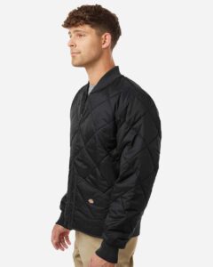 Dickies 6124 Men’s Diamond Quilted Jacket – Black (on model side)