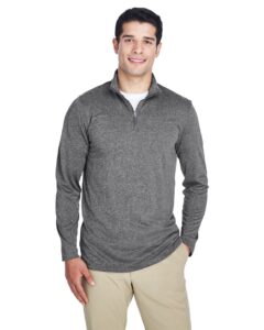 UltraClub 8618 Men’s Cool & Dry Heathered Performance Quarter-Zip Pullover