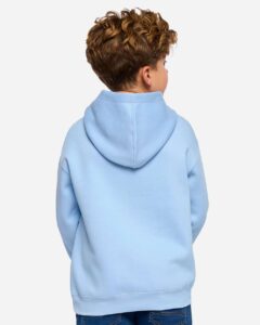 LAT 2296 Youth Hoodie Sweatshirt – Light Blue (on model back)