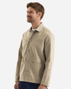 Artisan Collection by Reprime RP022 Unisex Utility 2.0 Chore Jacket – Stay Khaki (on model side)