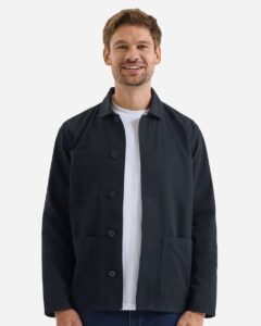 Artisan Collection by Reprime RP022 Unisex Utility 2.0 Chore Jacket – Stay Black (on model)