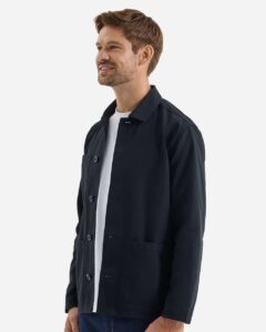 Artisan Collection by Reprime RP022 Unisex Utility 2.0 Chore Jacket – Stay Black (on model side)