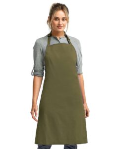 Artisan Collection by Reprime RP150 Recycled Bib Apron – Olive (on model)