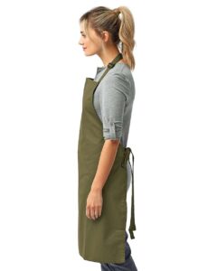 Artisan Collection by Reprime RP150 Recycled Bib Apron – Olive (on model side)