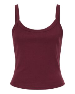 BELLA + CANVAS 1012 Women’s Micro Rib Spaghetti Strap Tank – Solid Maroon Blend