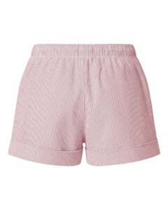 Boxercraft BW6507 Women’s Seersucker Shorts – Pink/ White Stripe (back)