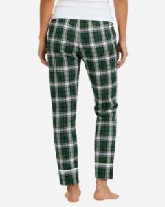 Boxercraft BW6603 Women’s Cuff Flannel Pants – Green/ White Plaid (on model back)