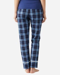 Boxercraft BW6603 Women’s Cuff Flannel Pants – Navy/ Columbia Plaid (on model back)