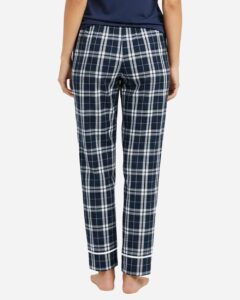 Boxercraft BW6603 Women’s Cuff Flannel Pants – Navy/ Silver Plaid (on model back)