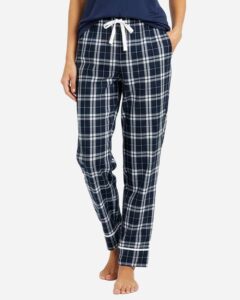 Boxercraft BW6603 Women’s Cuff Flannel Pants – Navy/ Silver Plaid (on model)
