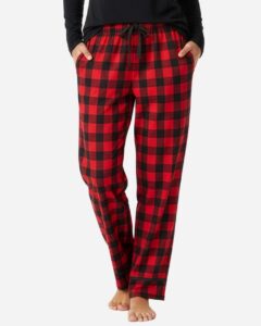 Boxercraft BW6603 Women’s Cuff Flannel Pants – Red/ Black Buffalo (on model)