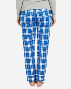 Boxercraft BW6603 Women’s Cuff Flannel Pants – Royal/ Silver Plaid (on model back)