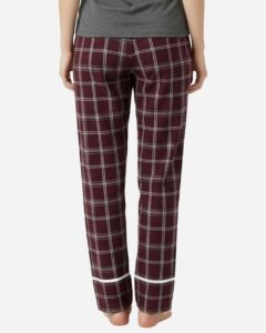 Boxercraft BW6603 Women’s Cuff Flannel Pants – Varsity Maroon Oxford Plaid (on model back)