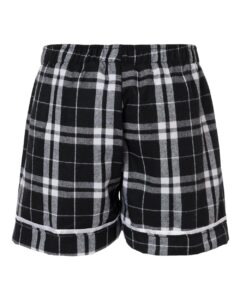 Boxercraft BY6501 Youth Flannel Shorts – Black/ White Plaid (back)