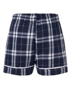 Boxercraft BY6501 Youth Flannel Shorts – Navy/ Silver Plaid (back)