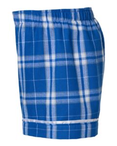 Boxercraft BY6501 Youth Flannel Shorts – Royal/ Silver Plaid (side)