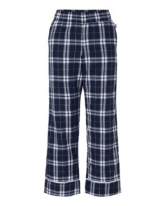 Boxercraft BY6603 Youth Wide Cuff Flannel Pants – Navy/ Silver Plaid