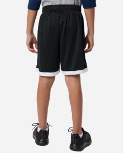 Badger 2301 Youth On The Rise Shorts – Black/ White (on model back)