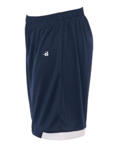 Badger 2301 Youth On The Rise Shorts – Navy/ White (side)