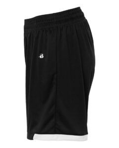 Badger 7101 Men’s On The Rise Shorts – Black/ White (side)
