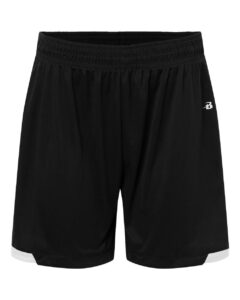 Badger 7101 Men’s On The Rise Shorts – Black/ White