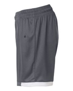 Badger 7101 Men’s On The Rise Shorts – Graphite/ White (side)