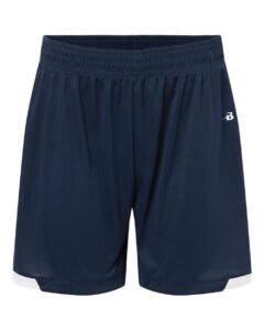 Badger 7101 Men’s On The Rise Shorts – Navy/ White