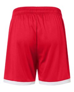 Badger 7101 Men’s On The Rise Shorts – Red/ White (back)