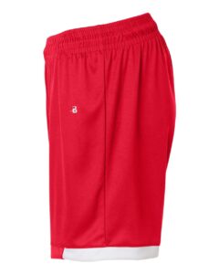 Badger 7101 Men’s On The Rise Shorts – Red/ White (side)