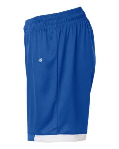 Badger 7101 Men’s On The Rise Shorts – Royal/ White (side)
