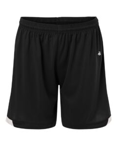 Badger 7102 Women’s On The Rise Shorts – Black/ White