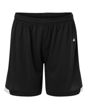 Badger 7102 Women’s On The Rise Shorts – Black/ White