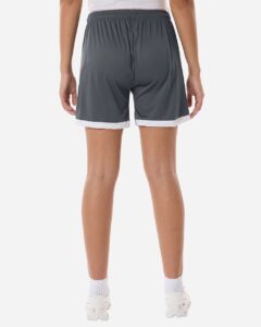 Badger 7102 Women’s On The Rise Shorts – Graphite/ White (on model back)